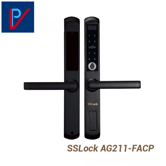 Khóa điện tử vân tay cửa nhôm SSLock AG211-FACP (cửa lùa, cửa đẩy, có wifi)